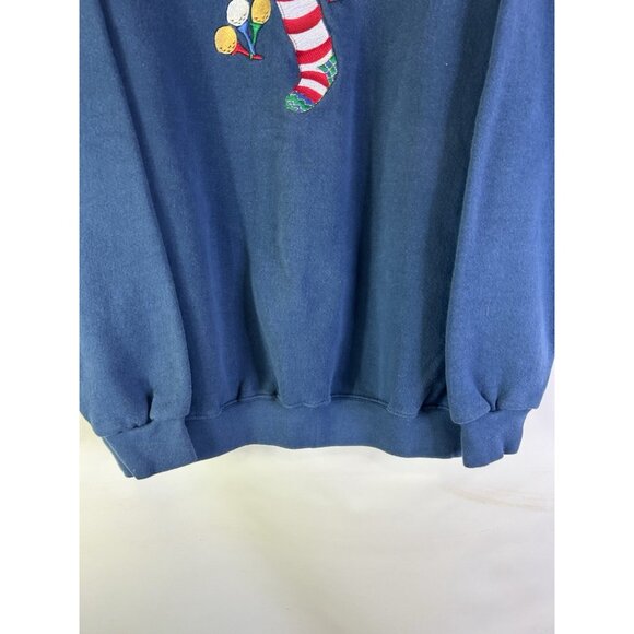 VTG 90s Christmas Stocking Golf Clubs Balls Faded Crewneck Sweatshirt - Picture 4 of 8